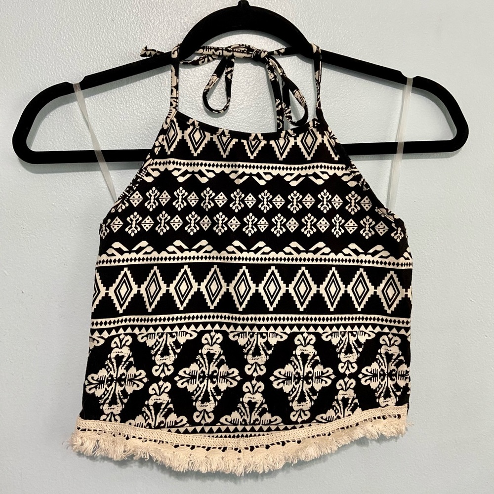 Charlotte Russe Halter Croptop with fringe, Size S